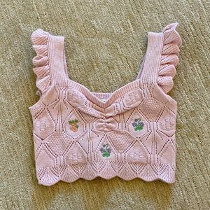 Pink Ripple Crop Top | Size Small